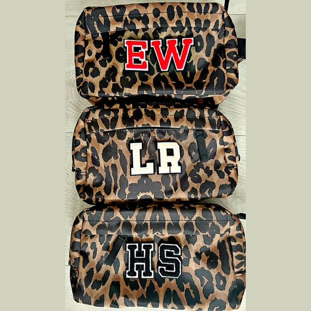 Leopard Print Cross Body Bag with Initials
