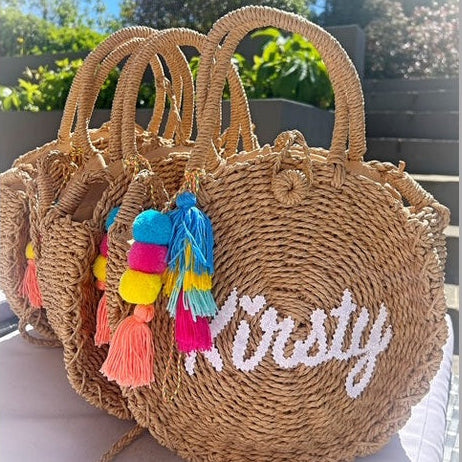 Personalised Glitter Straw Summer Bag