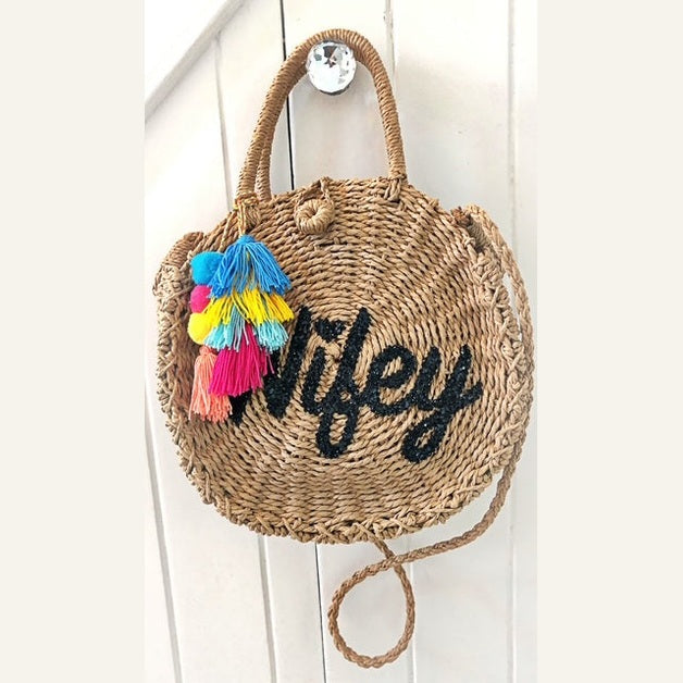 Personalised Glitter Straw Summer Bag
